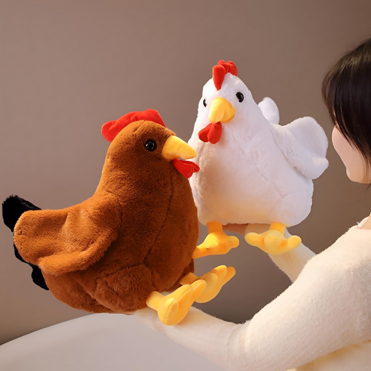 JPORSHU 12 Inch Soft Chicken Stuffed Animal?Realistic Rooster Plush Toy?for Kids Girls Boys on Easter Christmas Birthday Room Decor (brown-12 inche)