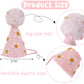 LINLULU Pink Birthday Hat with White Daisy Felt Cloth, Perfect Groovy Party Decorations, Kids Photoshoot Prop, Ages 1-99, Pink