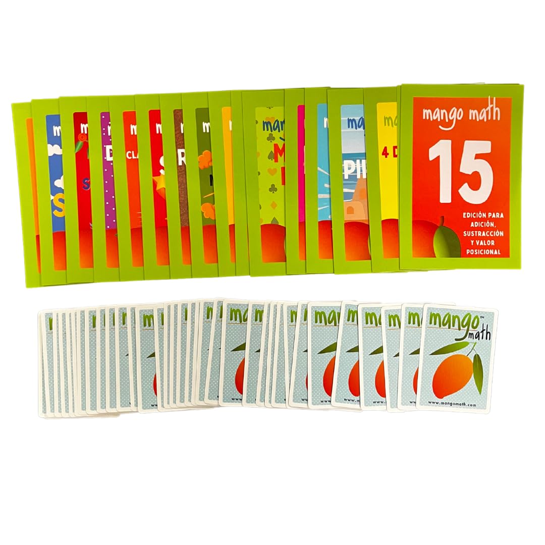 MANGO Math 15® - Math Flash Cards - Educational Math Games for Kids - Addition, Subtraction, Place Value Play & Learning Kit -2nd 3rd 4th Grades