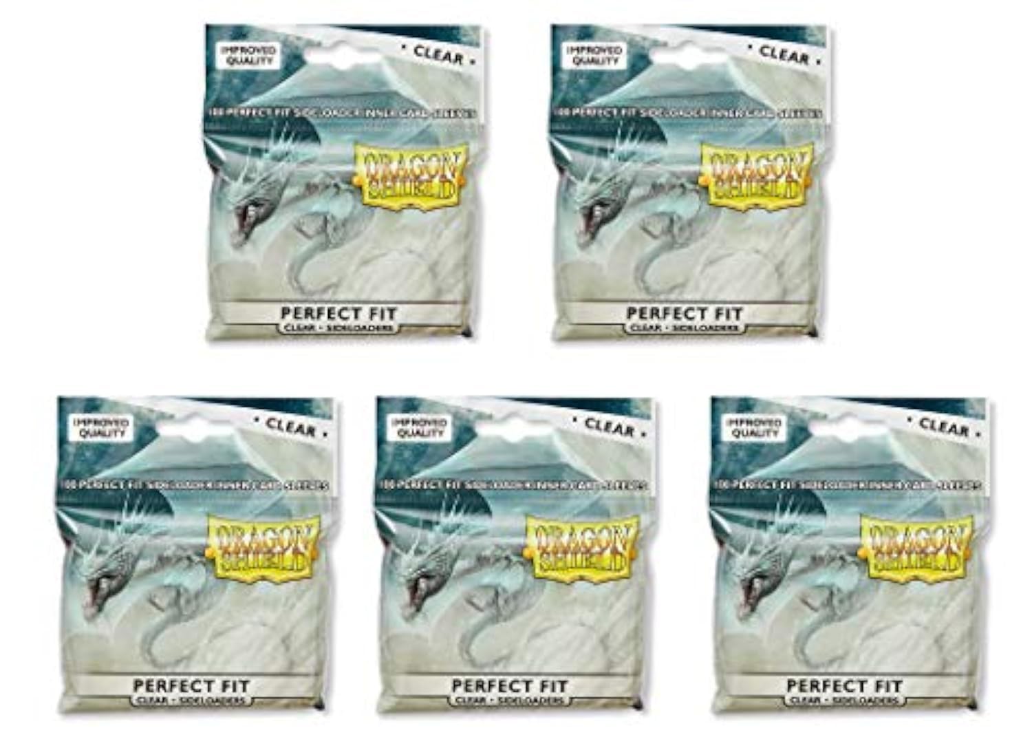 5 Packs Dragon Shield Inner Sleeve Sideloader Clear Standard Size 100 ct Card Sleeves Value Bundle!