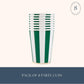 Bonjour Fête Green Cabana Stripe Paper Party Cups | Disposable Cups for Holidays, St. Patrick's Day, Christmas & Birthdays | Premium 12oz Party
