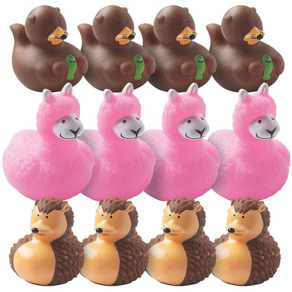 Fun Express Cute Animals Rubber Duckies - Toys - 12 Pieces - Multicolored