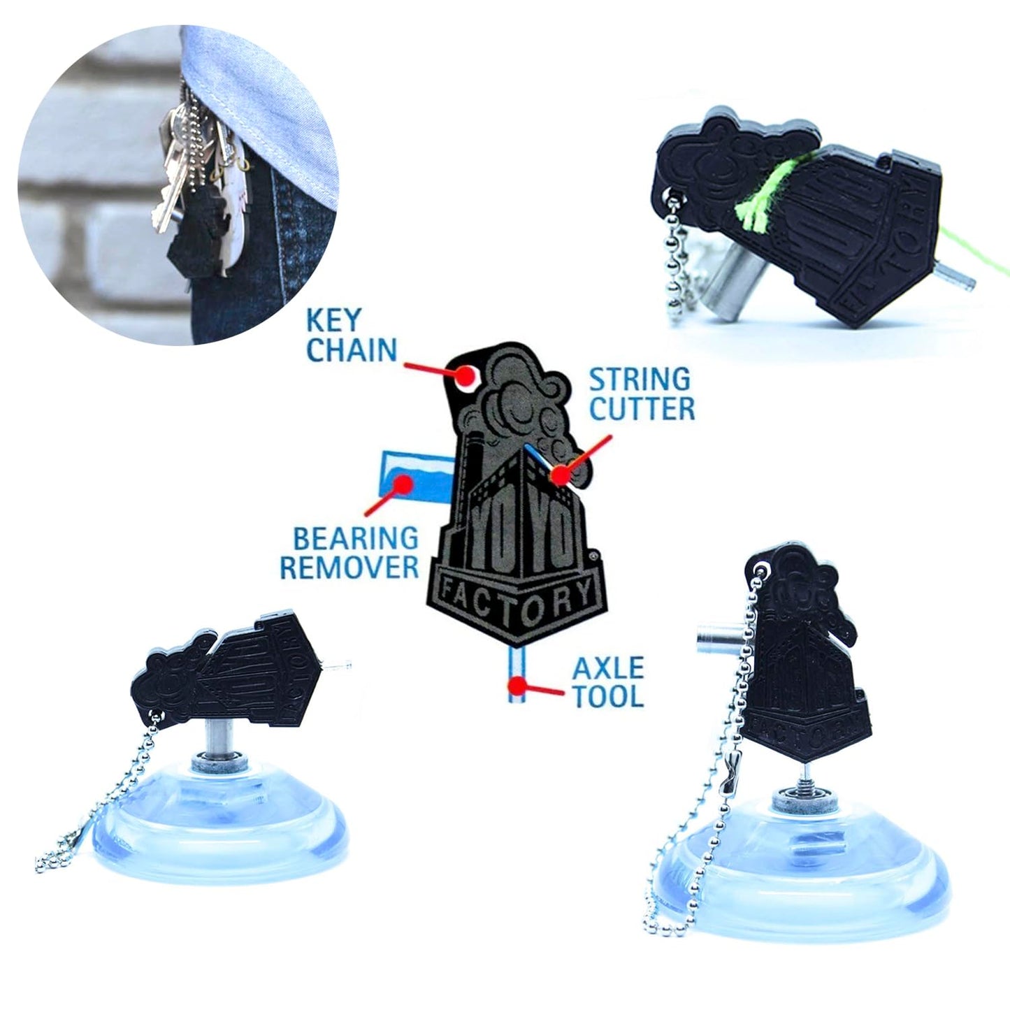 YoyoFactory Yo-Yo Multitool - 3-in-1 Bearing Tool & String Cutter