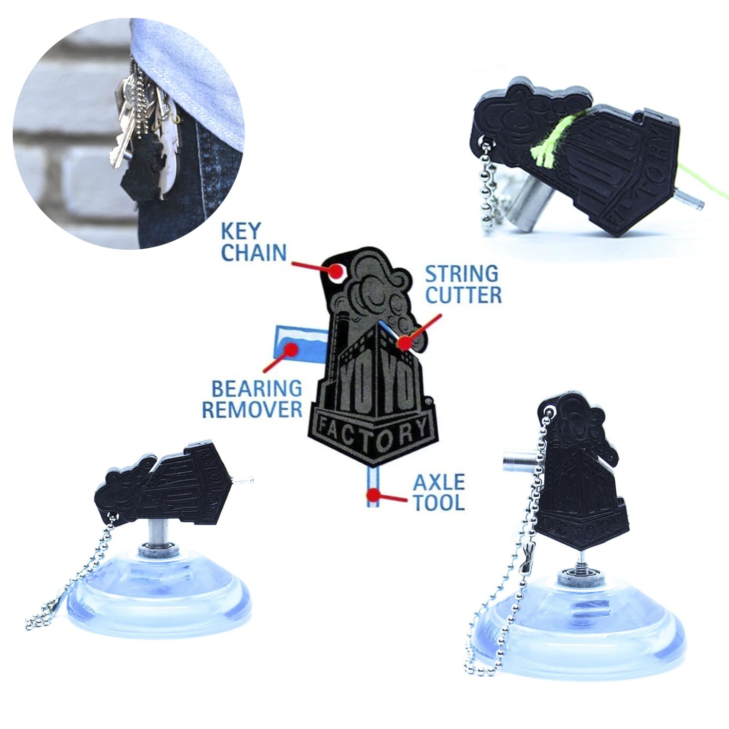 YoyoFactory Yo-Yo Multitool - 3-in-1 Bearing Tool & String Cutter