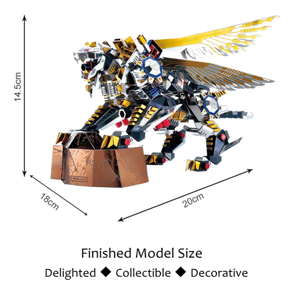 Microworld 3D Metal Puzzle, Mechanical Flying Tiger Metal Model Kits, DIY Brain Teaser Challenge 3D Puzzles for Adults, Art Craft Home Decor Gift
