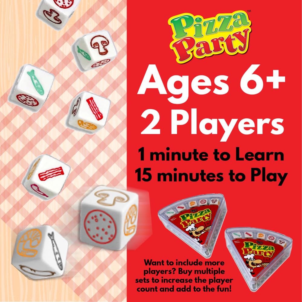 University Games, Pizza Party Dice Game, Dice Game for Kids and Families, Ages 6+