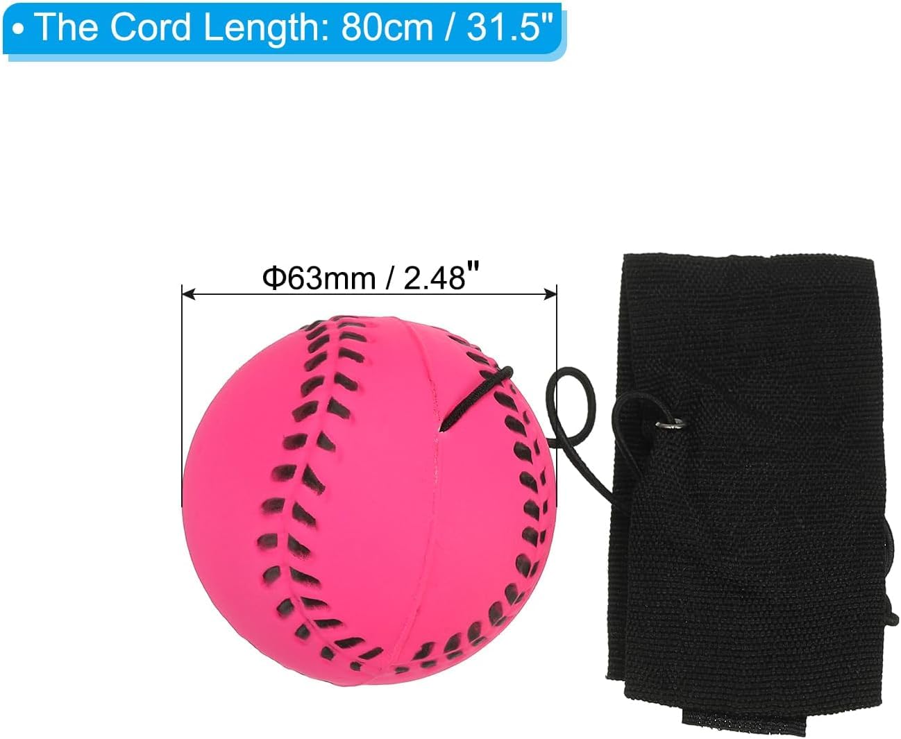 Rose Red Baseball Wrist Ball Wristband Sports Balls on a String Toy Includes Basketball, Baseball and Football Return Rubber Rebound Ball for Boys