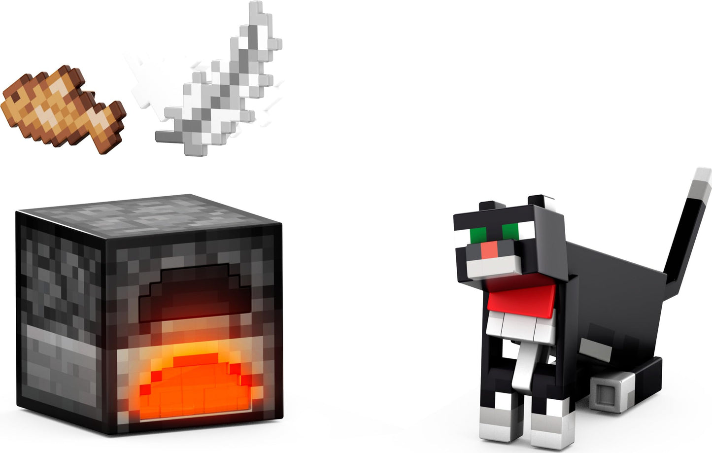 Mattel Minecraft Diamond Level Action Figure, Tuxedo Cat with 4 Accessories, 5.5-inch Collector Scale & Pixelated Design
