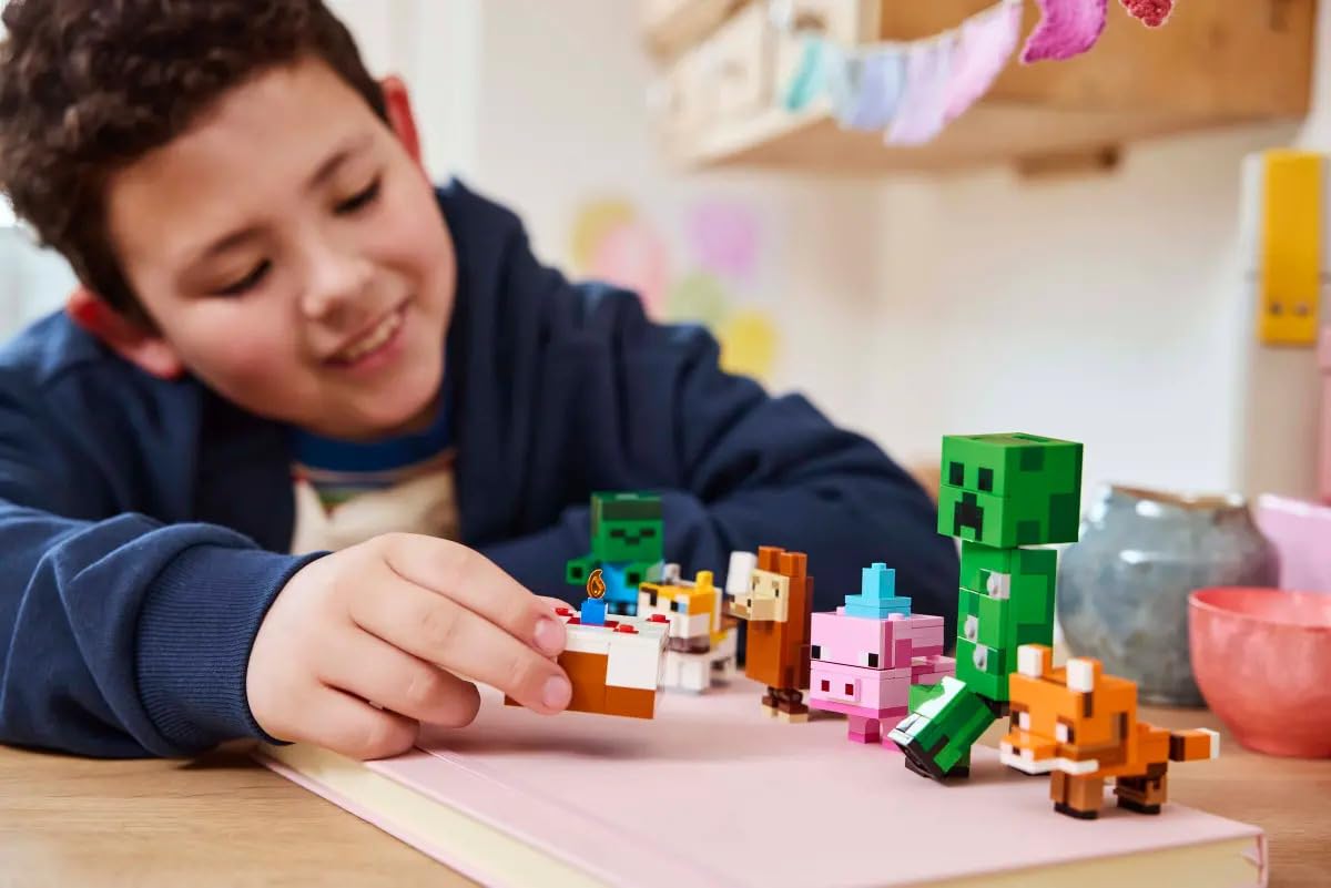 LEGO Minecraft 21281 Baby Pig’s Birthday Celebration - 351-Piece Build & Play Set with Creeper, Baby Pig, Fox, Llama, Cat, Zombie Mobs + Buildable