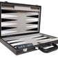 Travel Backgammon Set - Leatherette, Velvet Playing Field - 15-inch, Black/Grey