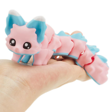 Maxdecoer 3D Printed Candy Fox, 8" Flexible Articulated Animal Figure, Desk Fidget Toy for Stress Relief, Cute Office Decor Gift