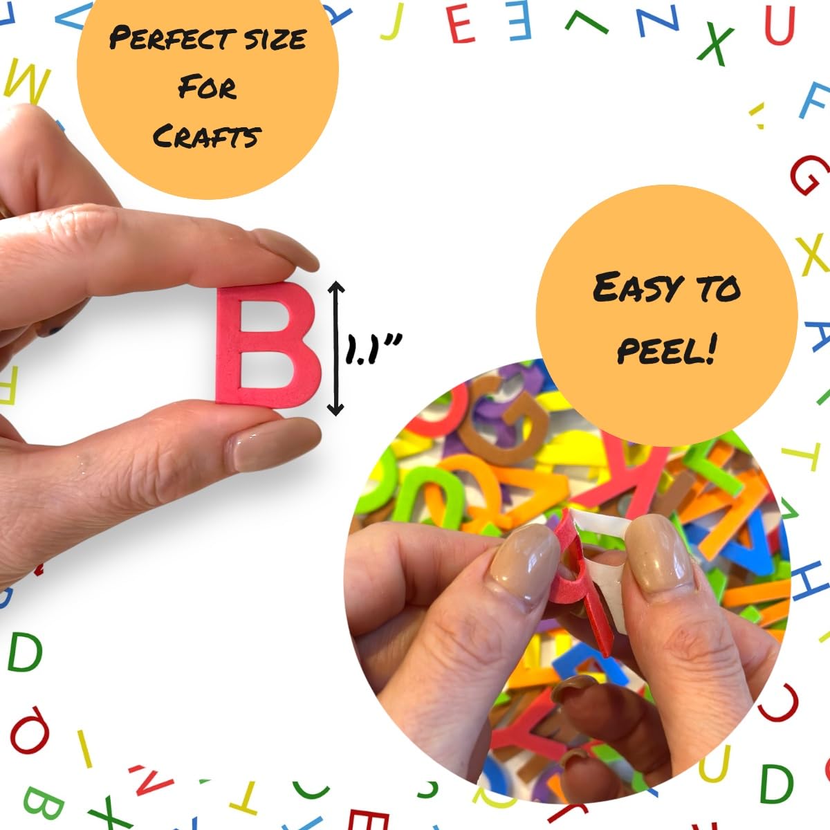 Joyful Artistry 1300 Pcs Foam Letters Stickers for Crafts- 8 Colors of Alphabet Foam Sticky Letters for Crafts, ABC Stickers, Puffy ABC (8 Colors)