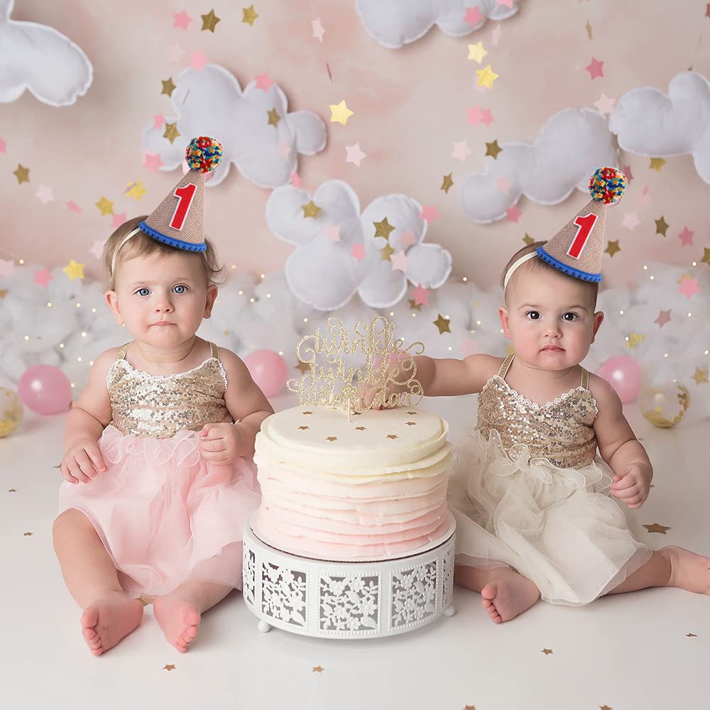 WAHAWU 1st Birthday Party Cone Hat - Kids' Cone Hat with Colored Fur Balls, Perfect for First Birthday Parties and Photo Props
