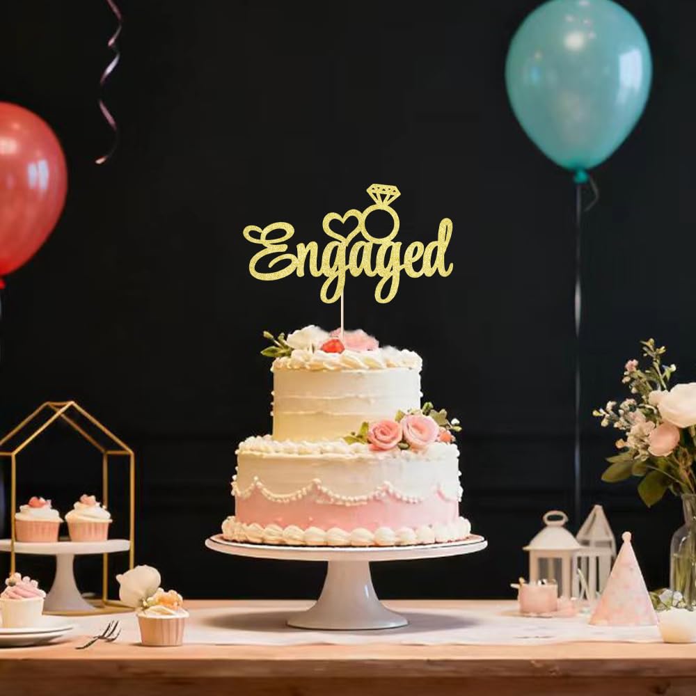 Auteby Engaged Cake Topper - Engagement Wedding Party Decorations