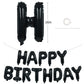 TONIFUL Black Happy Birthday Balloons Banner Decoration 16 Inch Mylar Foil Letters Birthday Sign Banner Bunting Reusable for 30th 40th 50th 60th Men