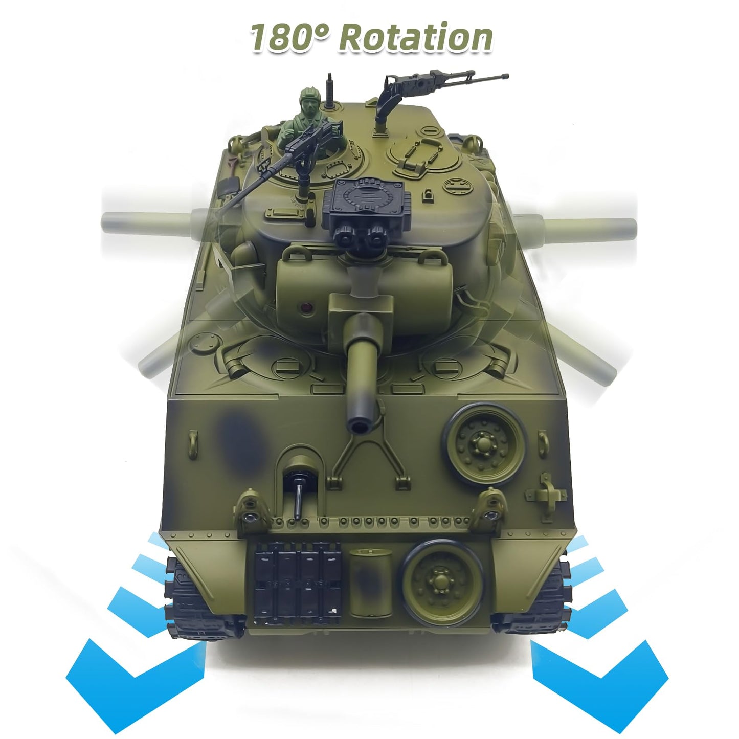 fisca Remote Control Tank, 2.4Ghz 15 Channel 1/20 Sherman M4A3 Main Battle RC Tank that Shoot BBS Airsoft for Kids Age 10 11 12-16 Year Old