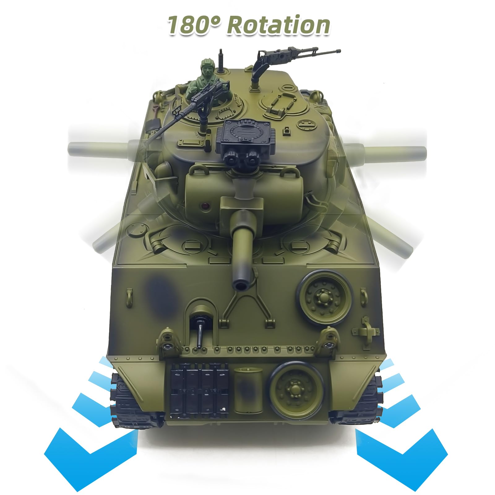 fisca Remote Control Tank, 2.4Ghz 15 Channel 1/20 Sherman M4A3 Main Battle RC Tank that Shoot BBS Airsoft for Kids Age 10 11 12-16 Year Old