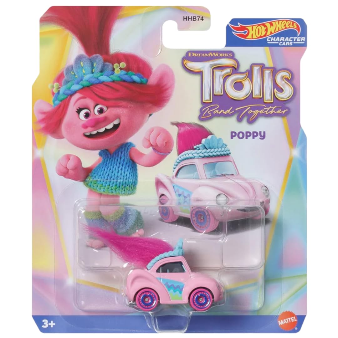 Hot Wheels Entertainment Character Cars Complete 6?Car Set - Spongebob, Trolls & Rugrats Die?Cast Vehicles, Ages 3+ (Pack of 6) HHB74-956P