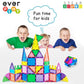 Everplay 66 pc Magnetic Tiles with Multicolored Car Set, Building Blocks Toys, STEM Educational Learning Magnet Toy Preschool Montessori Boys & Girls