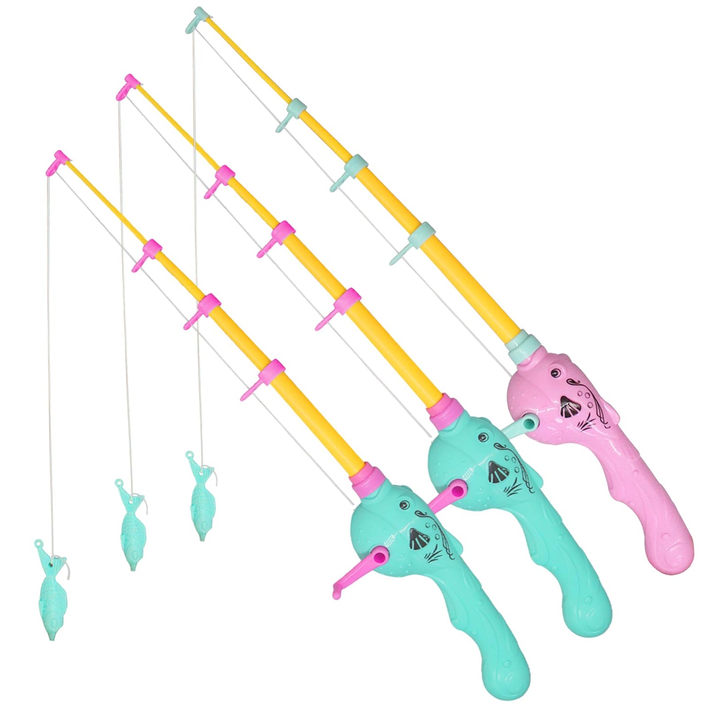 TUSAUW 3 Pcs Magnetic Fishing Pole Kids Toy Fishing Pole - No Fishes are Included, Fishing Game - Baby and Toddler Bath Toy Toy Fishing Pole for Bath
