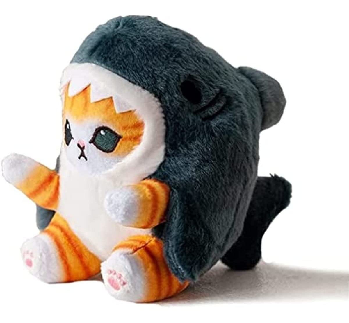 TQJOUJOU Cute Shark Cat Plush Toy, 8'' Cat Face Shark Stuffed Animal Plushies Doll, Kawaii Soft Stuffed Cat Shark Pillow Birthday Gift (Blue)
