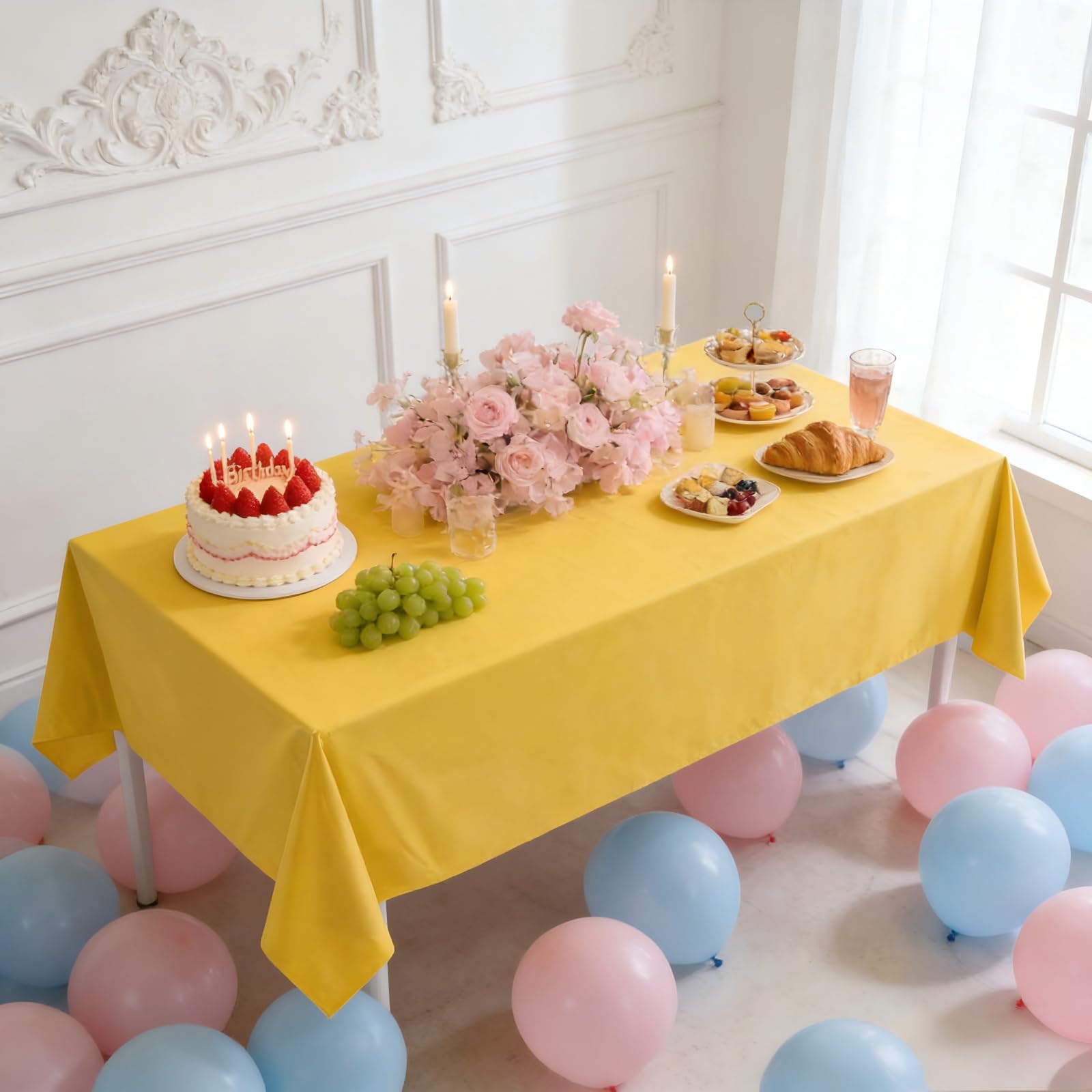TUZIANAN 14 Pack Pastel Tablecloth,Plastic Table Cloths 54x108 Inch Rainbow Tablecloth Disposable Rectangle Table Cover for Birthday Baby Shower