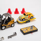 RC Forklift Truck with Trailer, 1/64 Mini Alloy Remote Control Forklift, 2 Mode Speed Truck with Cargo Hook, Pallets, RC Construction Vehicles