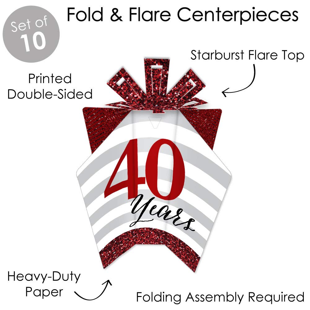 Big Dot of Happiness We Still Do - 40th Wedding Anniversary - Table Decorations - Anniversary Party Fold and Flare Centerpieces - 10 Count