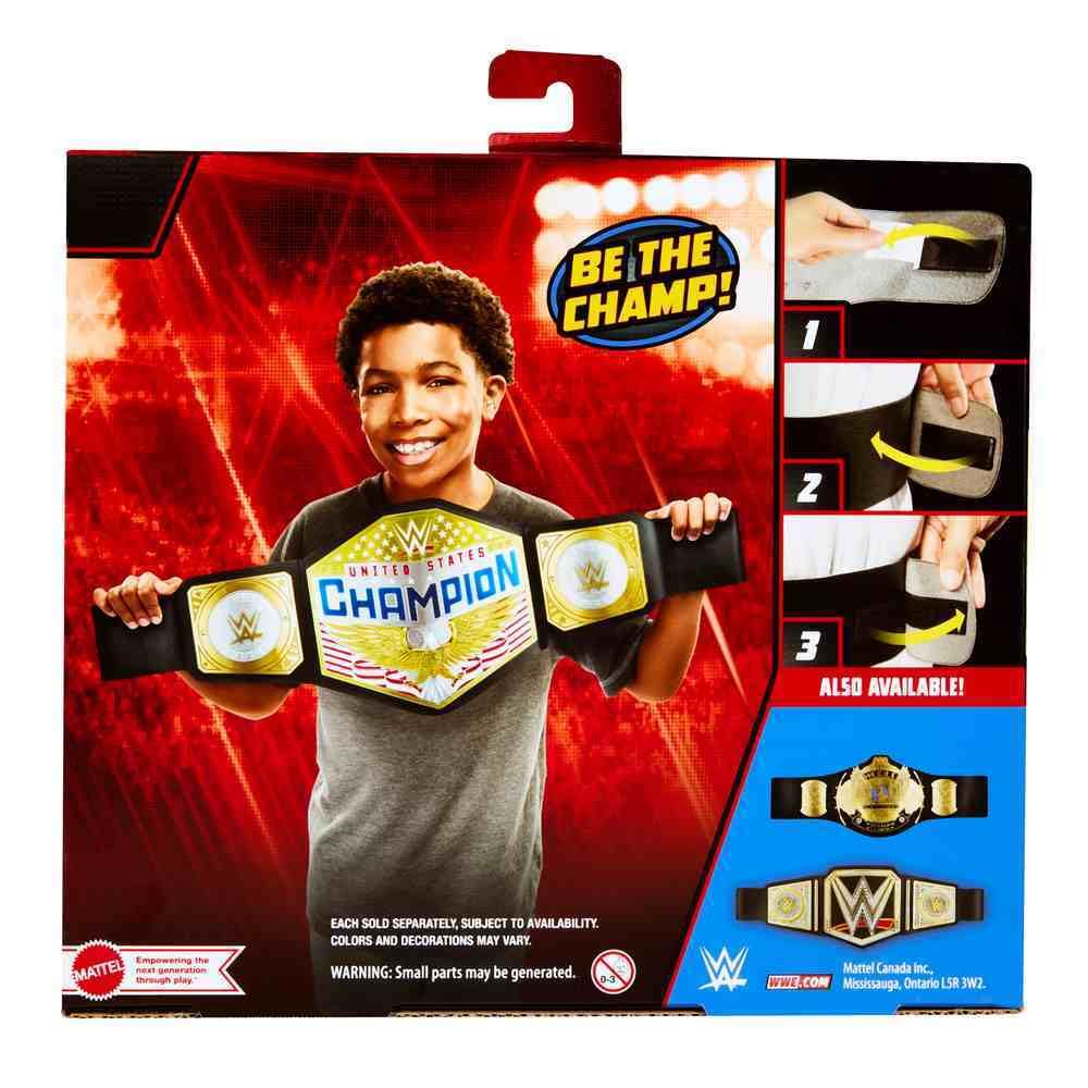 Mattel WWE United States US Championship Role Play Kids Title Belt, Authentic Styling with Adjustable Belt Ages 6 Years Old & Up, Youth, Black