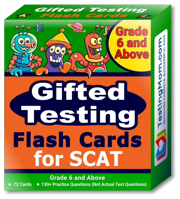 TestingMom.com SCAT Test Prep Flash Cards (School and College Ability Test) - Advanced Level Grades 6 and Above - Complete SCAT Test for Students