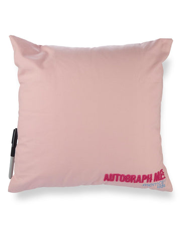 MeMoi Girls Plush-Embroidered Happy Camper Autograph Pillow with Marker Peachy Pink One Size