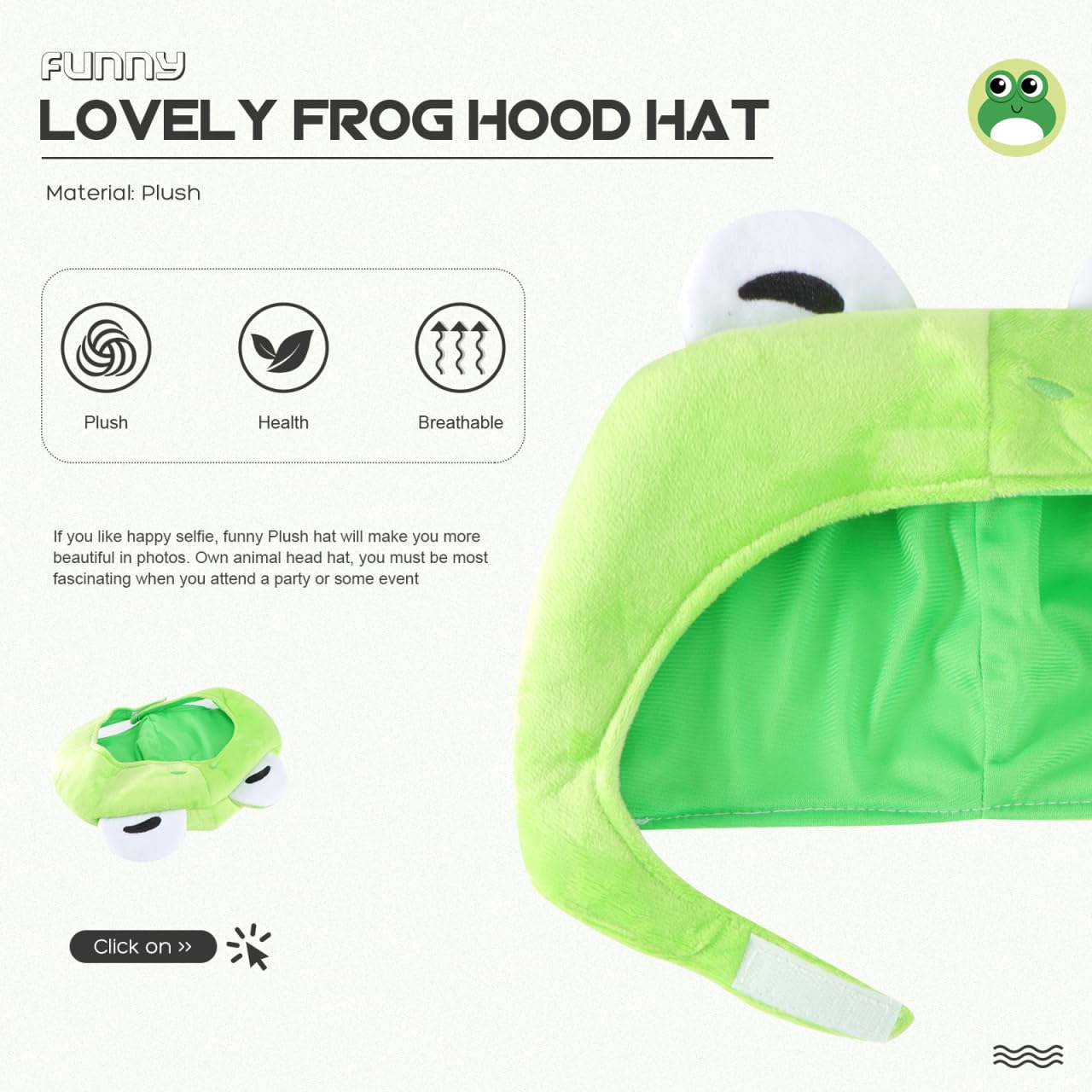 PRETYZOOM Frog Hat with Moving Ears Plush Green Cosplay Hat Party Headwear Novelty Frog Cap for Fun Dress up