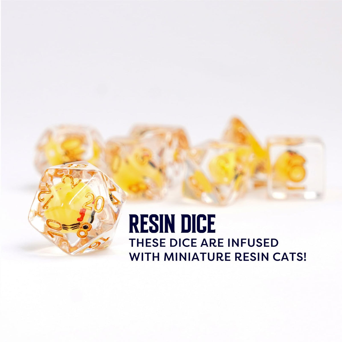 FanRoll 16mm Resin Poly DND Dice Set: Cat Dice, Role Playing Game Dice for Dungeons and Dragons