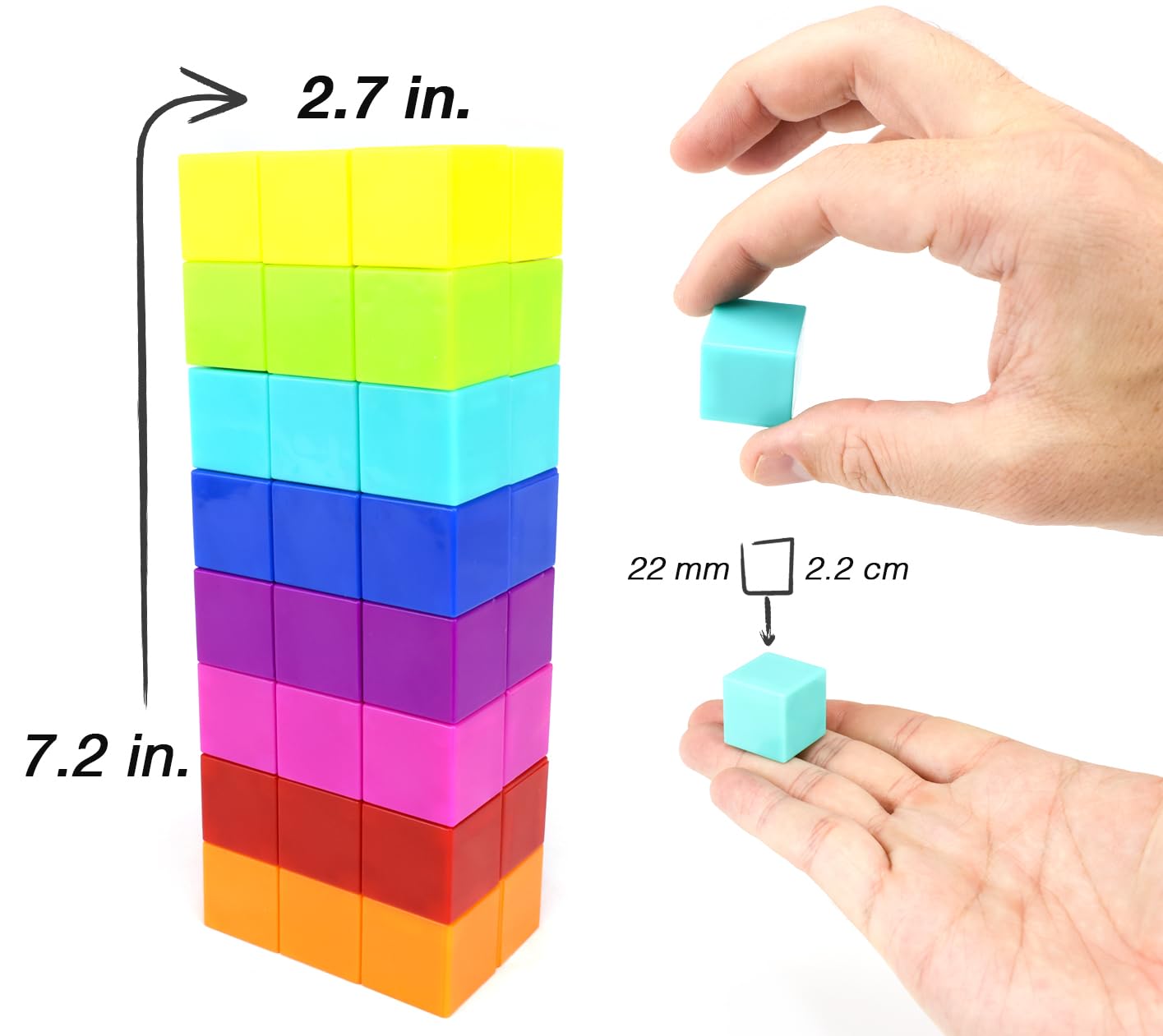BrainSpark 48PCS Multi-Color DigitBlocks Magnetic Building Cubes STEM Montessori Magnet Blocks for Kids, Educational Building Block Construction Toy