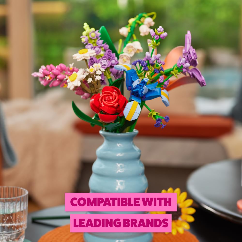 MAX Premium Flowers Building Bricks Collection (up to 243 Pieces, 2 Flowers per Capsule, 10 to Collect). (Lily of Valley and Rose, 1 Capsule)