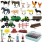 Farm Animals Figures Playset, 40 Pcs Farm Toy Tractor with Plastic Farm Animals Figurines, Farmer and Fence Farm Playset, Farm Figures Farmer Truck