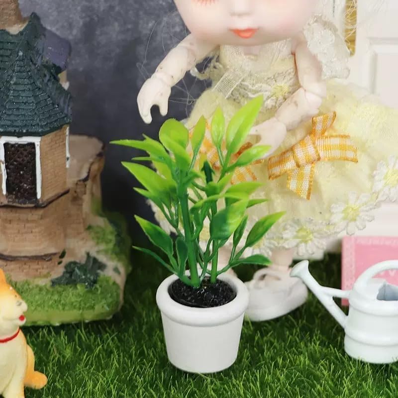 Artificial Miniature Plants for Dollhouse - 1:12 Scale Hanging Potted Greenery for Fairy Gardens, Terrariums and Diorama Displays