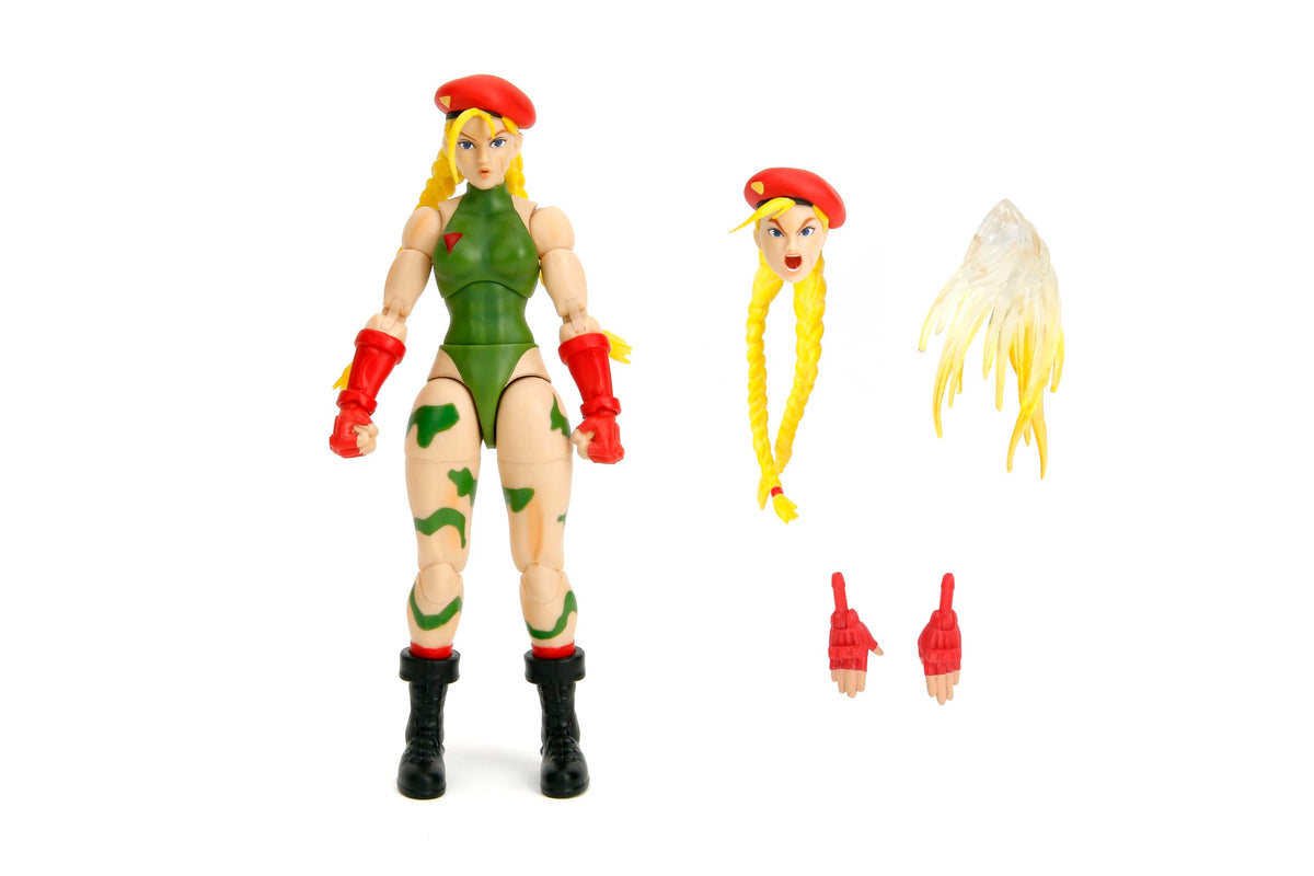 Jada Toys - Street Fighter II Cammy Action Figure - 1:12 Scale Collectible - Includes Interchangeable Heads, Hands, and Accessories - Ages 13+