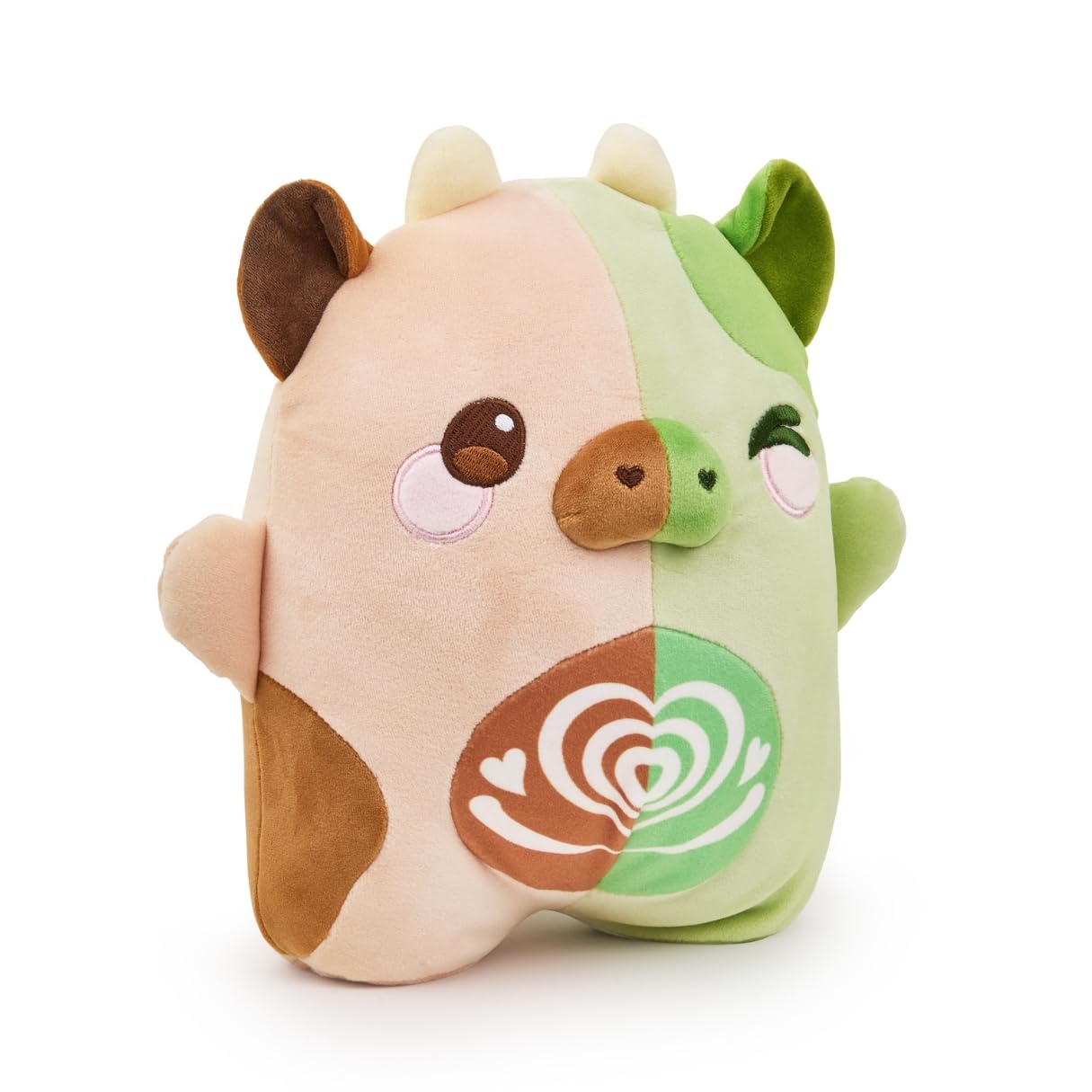 Coffree & Matcha Cow Plush - Half & Half by PlushGoals | Cute Kawaii Stuffed Animal | Cafe Inspired Stuffed Animal - Two Designs in One | Soft