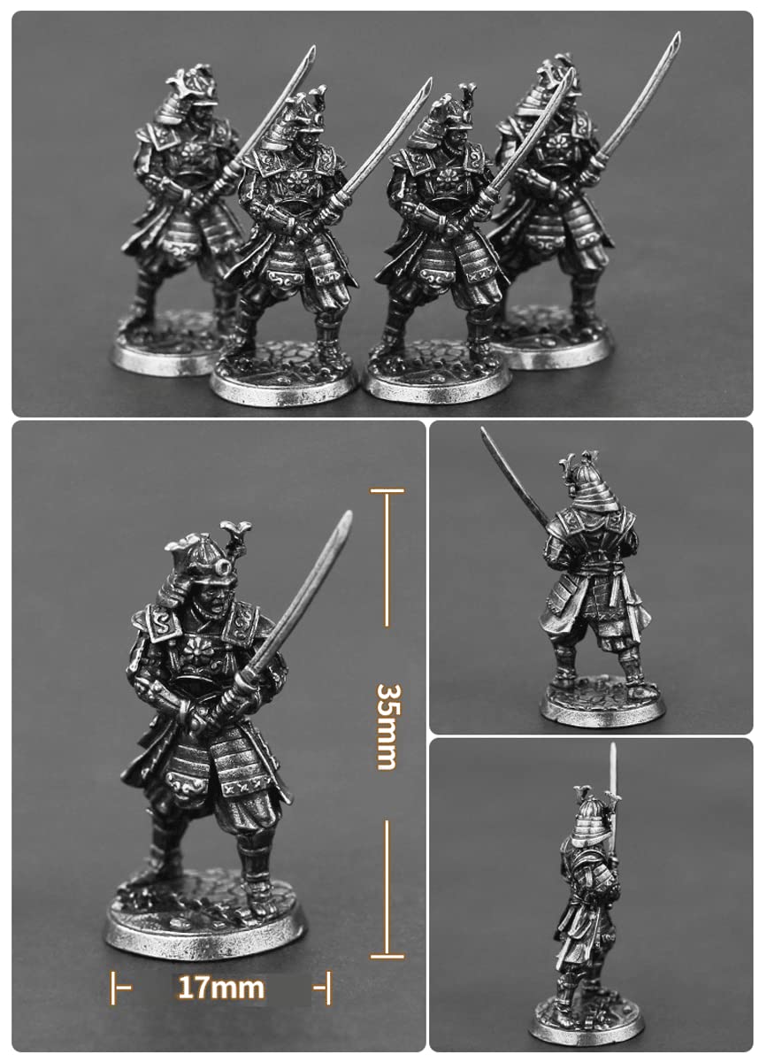 CAULYS Alloy Samurai Model, Ancient Mini Warrior Model Toy, Japanese Style Table Games and Chess Decoration Military Manual, DIY Alloy Samurai Doll