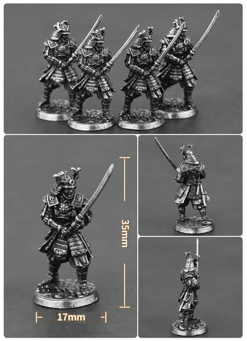 CAULYS Alloy Samurai Model, Ancient Mini Warrior Model Toy, Japanese Style Table Games and Chess Decoration Military Manual, DIY Alloy Samurai Doll