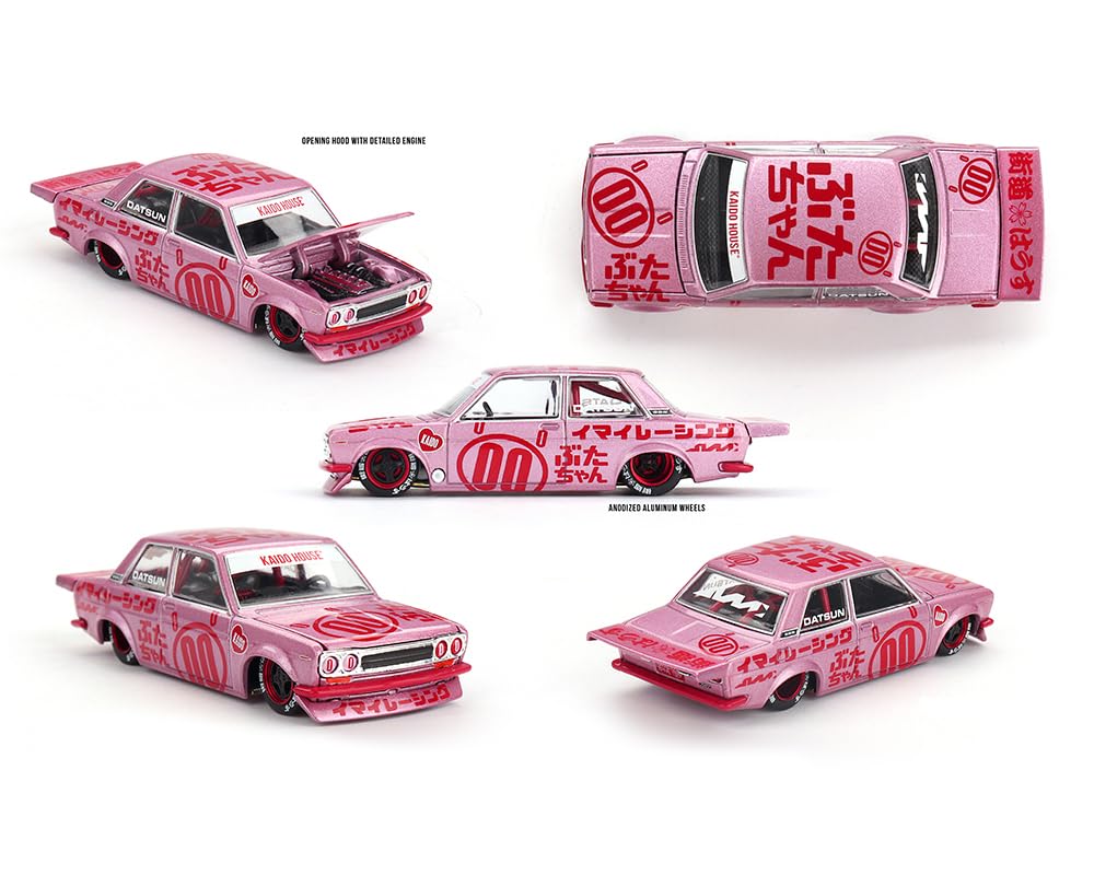 MINI GT 510 Pro Street #00 "Buta V1 Pink Metallic with Red Graphics (Designed by Jun Imai) Kaido House Special 1/64 Diecast Model Car KHMG161