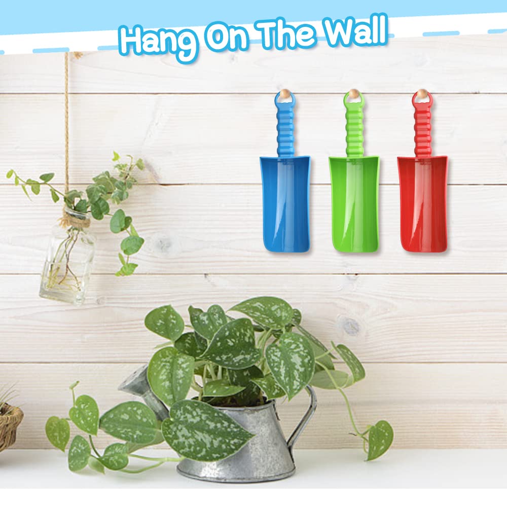 LNCOJOLM 3 PCS Thick 9" Beach Shovel Spade Scoop Trowel Sand Toys for Kid Toddler Adult, Plastic Heavy Duty Garden Digging Planting Shovel Tool Kit