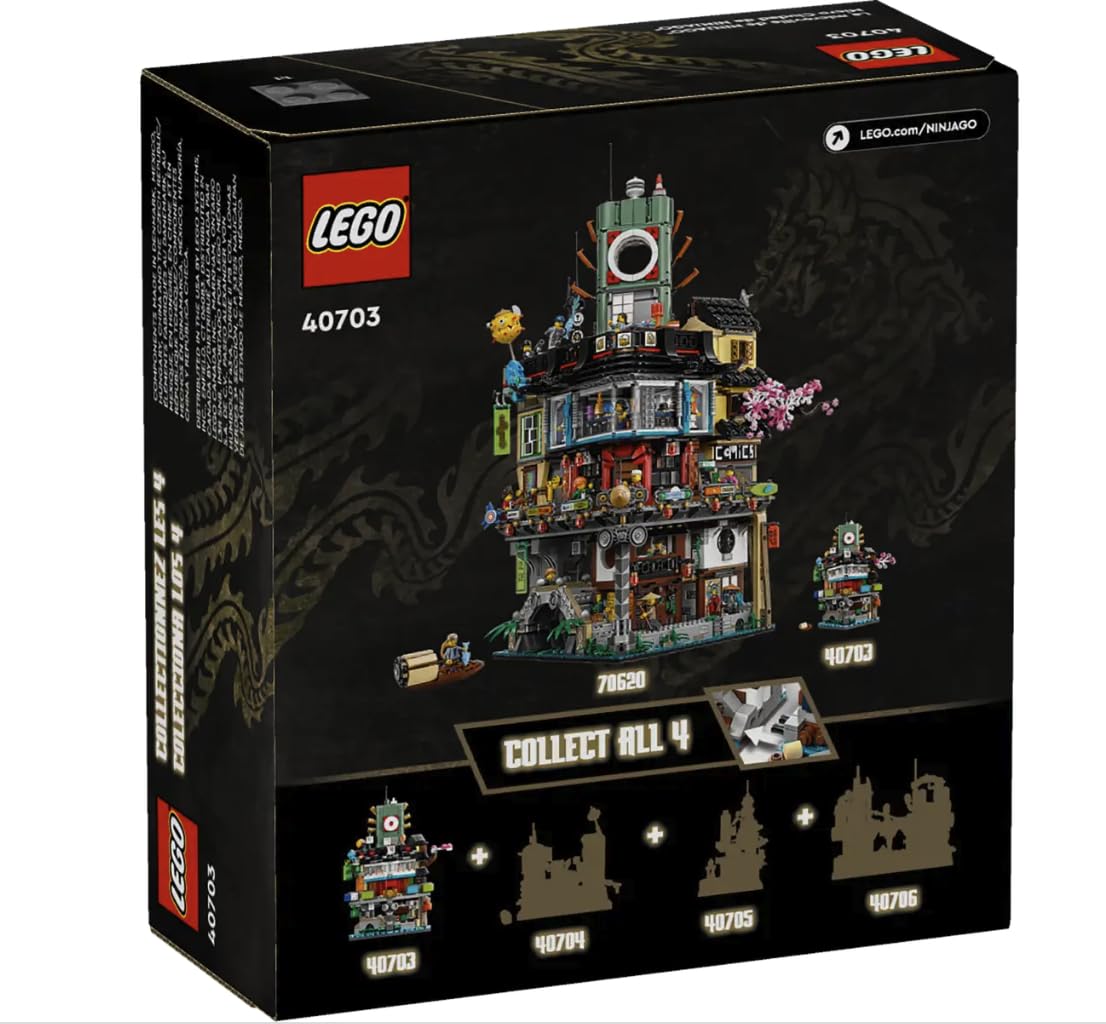 LEGO NINJAGO Micro City Building Set 40703 - Modular 5-Story Block with Teahouses and Sushi Bar - Compatible with Other Micro Sets - Ages 10 and Up