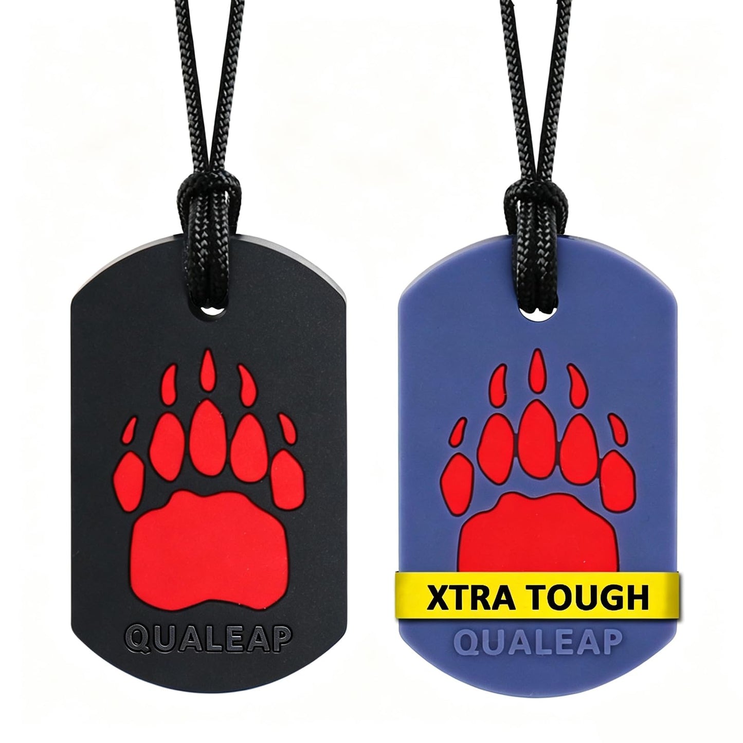 Xtra Tough Bear Claw Chew Necklace for Kids, Boys or Girls (2 Pack) - Chewing Necklace Teething Necklace Teether Necklace Chew Toys - Teething Toys