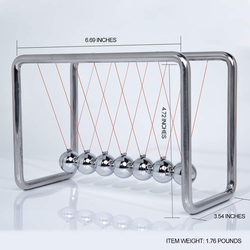 CERROPI Newtons Cradle Pendulum with 7 Balls, Classic Swing Newton Balance Ball, 30+ Sec Swingtime, Science Physics Gadget, Desk Toys & Office Gadgets