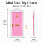 Yardwe Mini Wooden Fairy Door with Spire Design, 1:12 Scale Dollhouse Accessories for Decoration, Pink Door with Key for Christmas, Birthday, Wedding