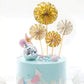 Happy Birthday Cake Toppers, 29pcs Gold Cake Topper Acrylic Cupcake Topper Happy Birthday Paper Fans Confetti Balloon Cake Supplies