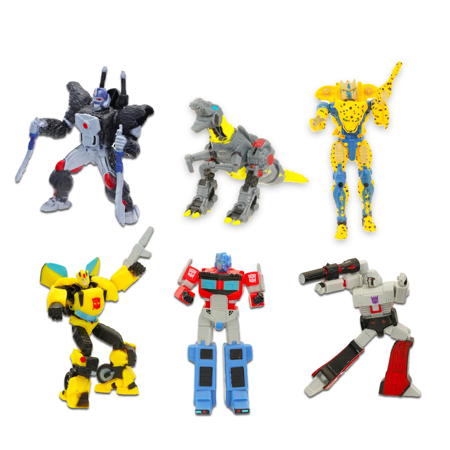 Transformers Mini Figures 6 Pack - Bundle with 4" Squishy Cupcake Topper Action Figurines Plus Stickers, Tattoos | Transformers Party Supplies