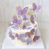 Purple Butterfly Cake Toppers, 11pcs Butterfly Cupcake Toppers Happy Birthday Metal Gold Happy Birthday Cake Topper for Girls Women's Cake Party